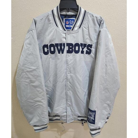 Dallas Cowboys NFL Ultra Game Full Snap Satin Bomber Jacket Men’s Size 2XL XXL